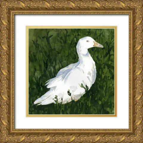 Lone Duck I Gold Ornate Wood Framed Art Print with Double Matting by Caroline, Emma