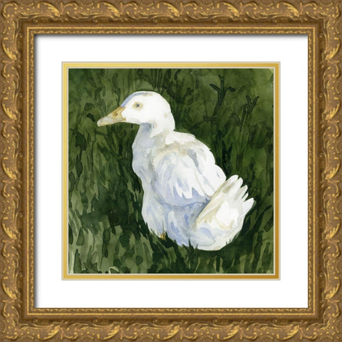 Lone Duck II Gold Ornate Wood Framed Art Print with Double Matting by Caroline, Emma