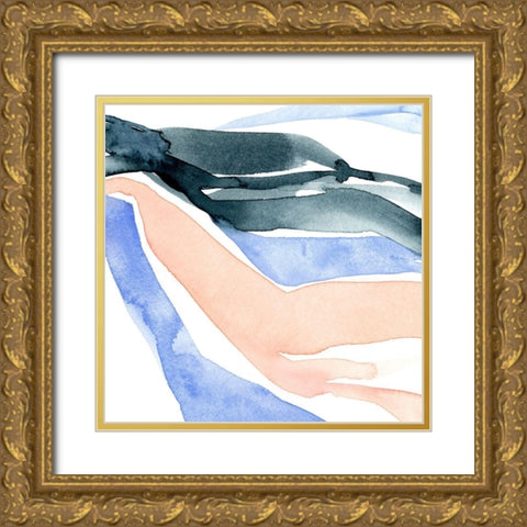 Watercolor Ribbon IV Gold Ornate Wood Framed Art Print with Double Matting by Caroline, Emma
