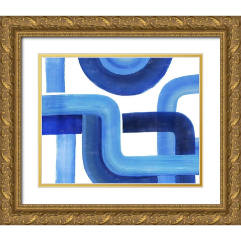 Woven Cobalt II Gold Ornate Wood Framed Art Print with Double Matting by Popp, Grace