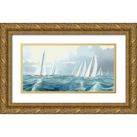 Sailing Ships I Gold Ornate Wood Framed Art Print with Double Matting by Novak, Rick