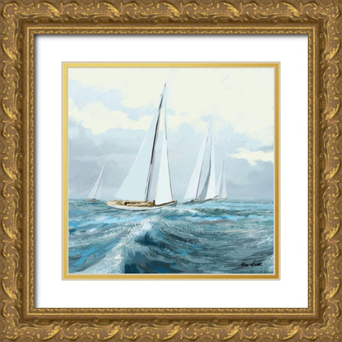 Sailing Ships III Gold Ornate Wood Framed Art Print with Double Matting by Novak, Rick