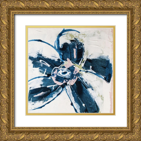 Blossom Blue I Gold Ornate Wood Framed Art Print with Double Matting by Aryai, Sia