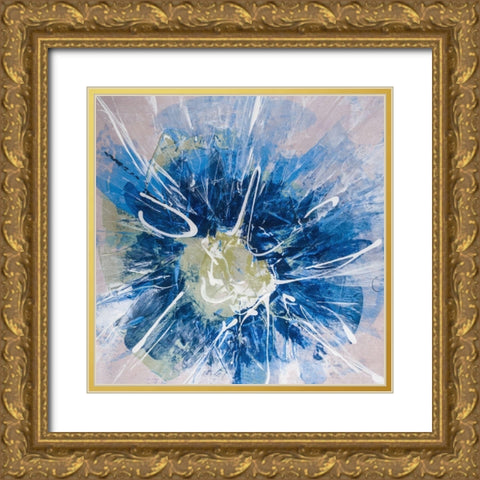Blossom Blue III Gold Ornate Wood Framed Art Print with Double Matting by Aryai, Sia