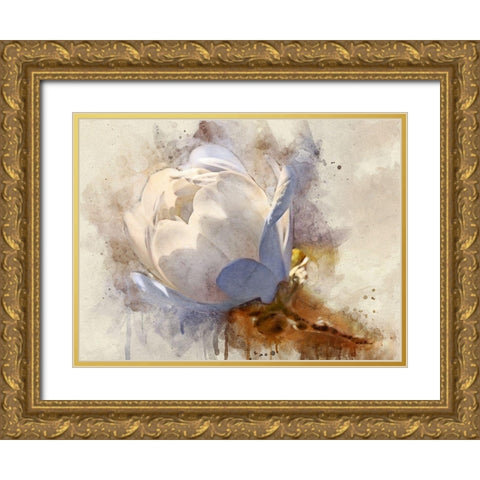 Playful Petals IV Gold Ornate Wood Framed Art Print with Double Matting by Robertson, Leda