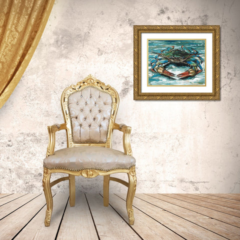 Blue Palette Crab II Gold Ornate Wood Framed Art Print with Double Matting by Vitaletti, Carolee