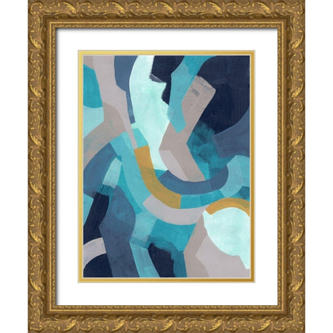 Puzzle Blues I Gold Ornate Wood Framed Art Print with Double Matting by Vess, June Erica