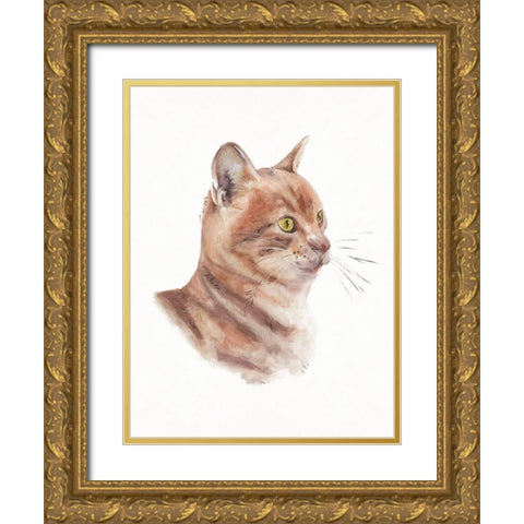 Orange Cat I Gold Ornate Wood Framed Art Print with Double Matting by Wang, Melissa