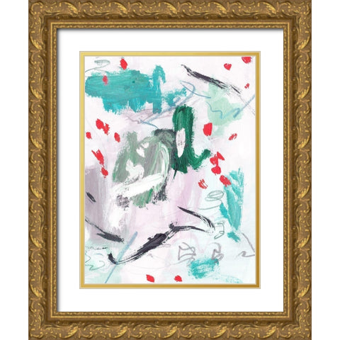 Rouge Splash III Gold Ornate Wood Framed Art Print with Double Matting by Wang, Melissa