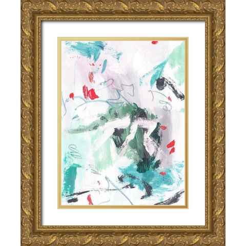 Rouge Splash IV Gold Ornate Wood Framed Art Print with Double Matting by Wang, Melissa