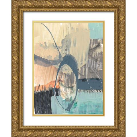 Sorbet Abstract I Gold Ornate Wood Framed Art Print with Double Matting by Goldberger, Jennifer