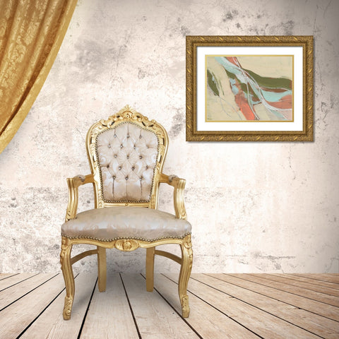 Pastel Waves I Gold Ornate Wood Framed Art Print with Double Matting by Goldberger, Jennifer