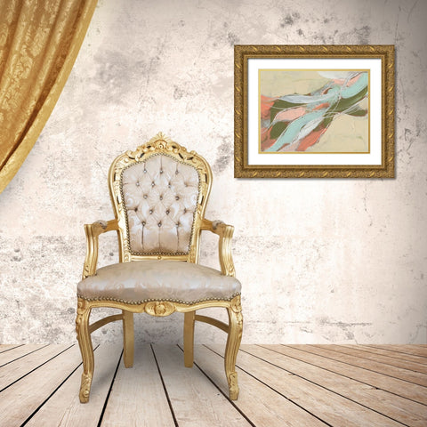 Pastel Waves II Gold Ornate Wood Framed Art Print with Double Matting by Goldberger, Jennifer