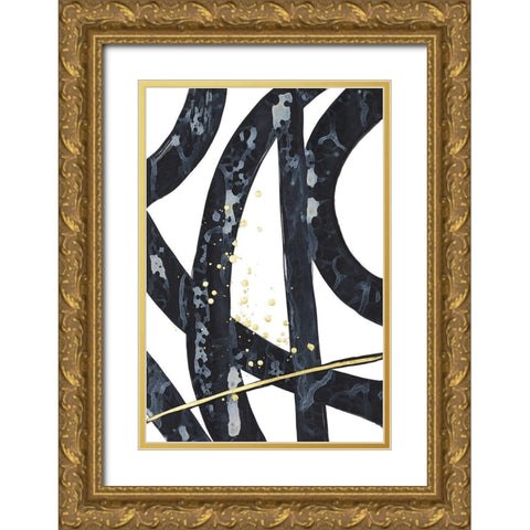 Onyx Tracery I Gold Ornate Wood Framed Art Print with Double Matting by Stramel, Renee W.