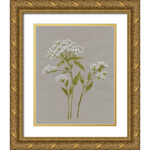 White Field Flowers IV Gold Ornate Wood Framed Art Print with Double Matting by Goldberger, Jennifer