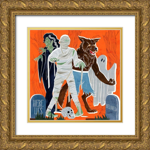 Graveyard Gang II Gold Ornate Wood Framed Art Print with Double Matting by Popp, Grace