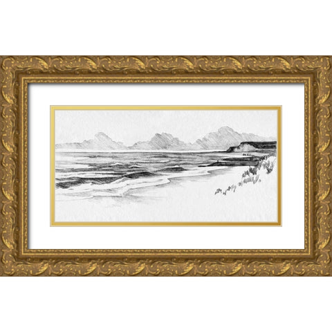 Quiet Ocean Sketch II Gold Ornate Wood Framed Art Print with Double Matting by Caroline, Emma
