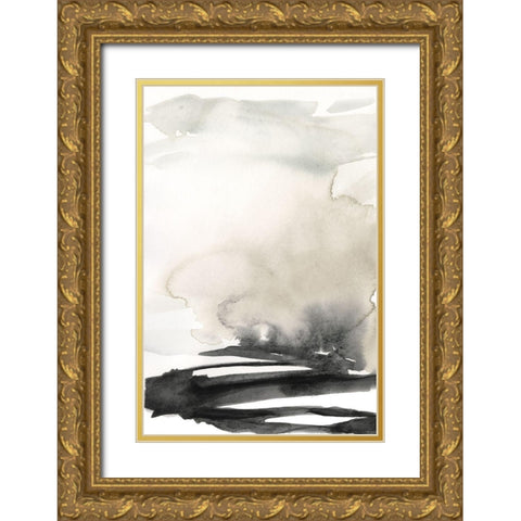 Ebony Horizon Triptych I Gold Ornate Wood Framed Art Print with Double Matting by Goldberger, Jennifer