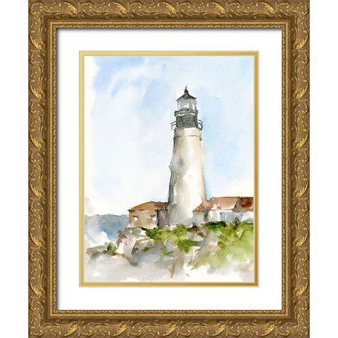 Plein Air Lighthouse Study II Gold Ornate Wood Framed Art Print with Double Matting by Harper, Ethan