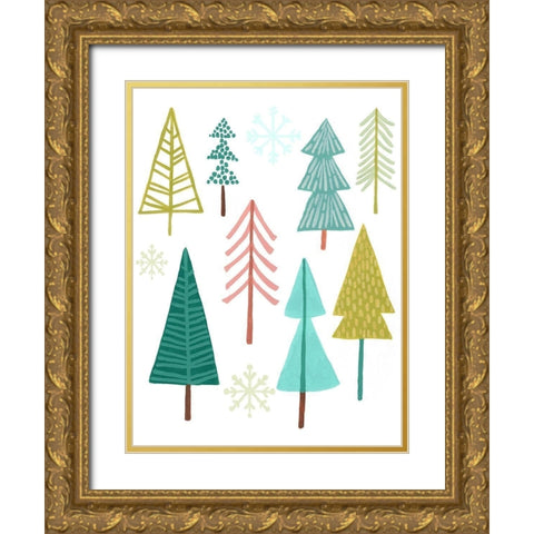 Modern Holiday I Gold Ornate Wood Framed Art Print with Double Matting by Vess, June Erica