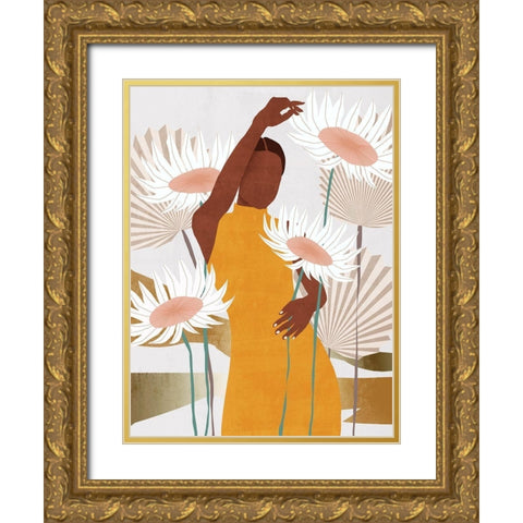 Sun Kissed Woman II Gold Ornate Wood Framed Art Print with Double Matting by Wang, Melissa