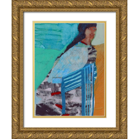 Walking Woman I Gold Ornate Wood Framed Art Print with Double Matting by Cartissi