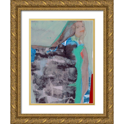 Walking Woman IV Gold Ornate Wood Framed Art Print with Double Matting by Cartissi