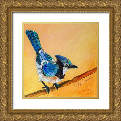 Blue Jay Blessing Gold Ornate Wood Framed Art Print with Double Matting by St. Hilaire, Elizabeth