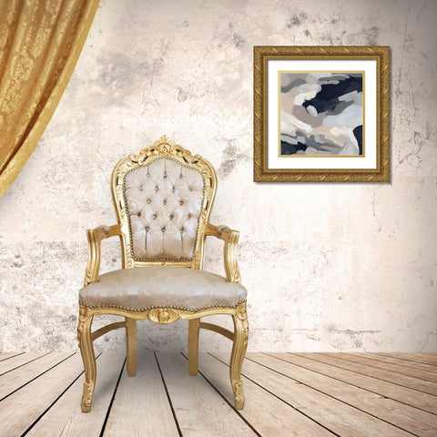 Monochrome Currents II Gold Ornate Wood Framed Art Print with Double Matting by Vess, June Erica