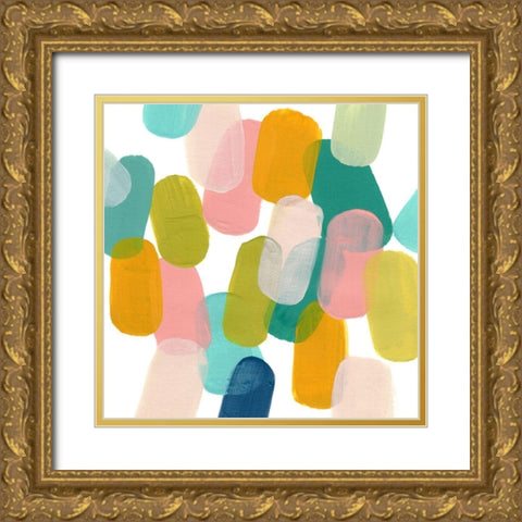 Color Spree III Gold Ornate Wood Framed Art Print with Double Matting by Vess, June Erica