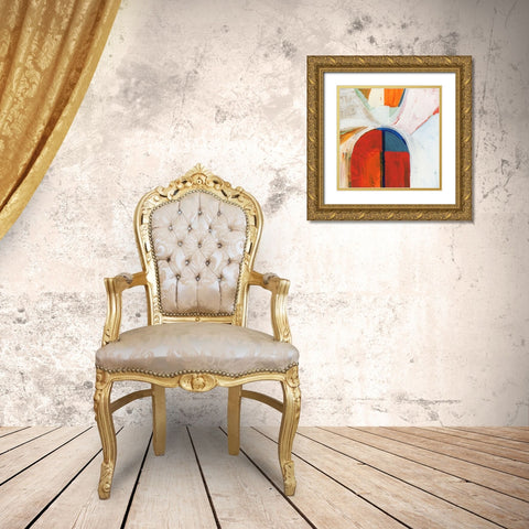 Blue Orange IV Gold Ornate Wood Framed Art Print with Double Matting by Cartissi