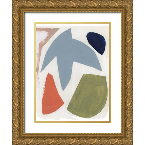 Four Colours III Gold Ornate Wood Framed Art Print with Double Matting by Cartissi