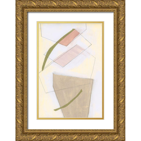 Nude Gold Shapes I Gold Ornate Wood Framed Art Print with Double Matting by Cartissi