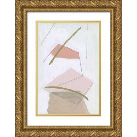 Nude Gold Shapes II Gold Ornate Wood Framed Art Print with Double Matting by Cartissi