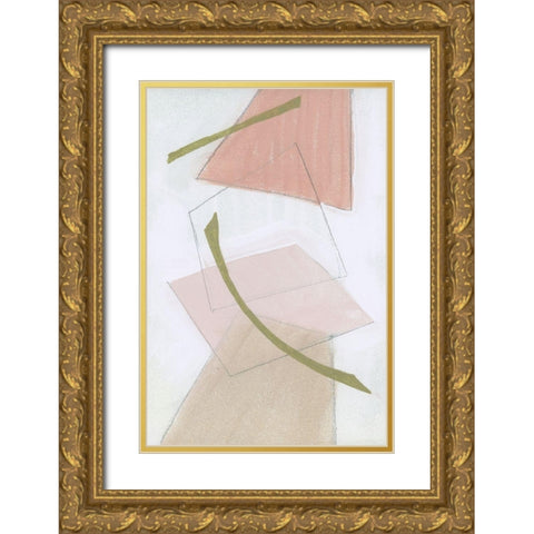 Nude Gold Shapes III Gold Ornate Wood Framed Art Print with Double Matting by Cartissi