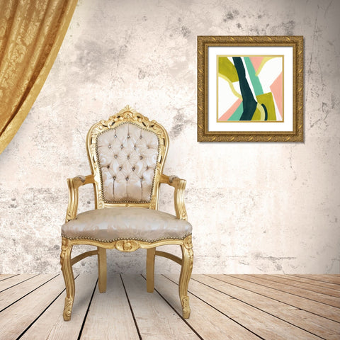 Ribbon Relief II Gold Ornate Wood Framed Art Print with Double Matting by Vess, June Erica