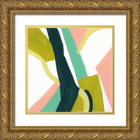 Ribbon Relief II Gold Ornate Wood Framed Art Print with Double Matting by Vess, June Erica