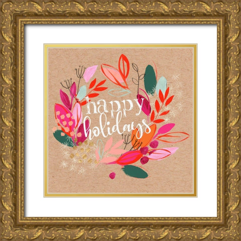 Crafty Christmas II Gold Ornate Wood Framed Art Print with Double Matting by Parker, Jennifer Paxton