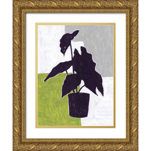 Green Plantling I Gold Ornate Wood Framed Art Print with Double Matting by Wang, Melissa