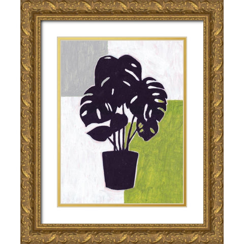 Green Plantling II Gold Ornate Wood Framed Art Print with Double Matting by Wang, Melissa