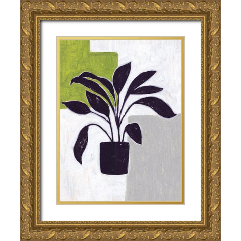 Green Plantling III Gold Ornate Wood Framed Art Print with Double Matting by Wang, Melissa