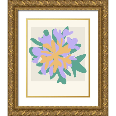 Coral Bloom I Gold Ornate Wood Framed Art Print with Double Matting by Wang, Melissa