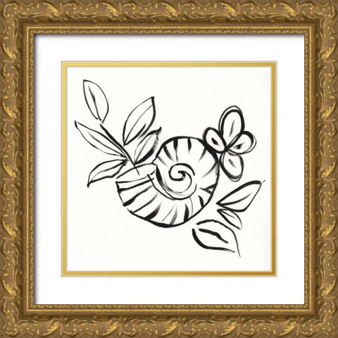 Shell Scrawl I Gold Ornate Wood Framed Art Print with Double Matting by Goldberger, Jennifer