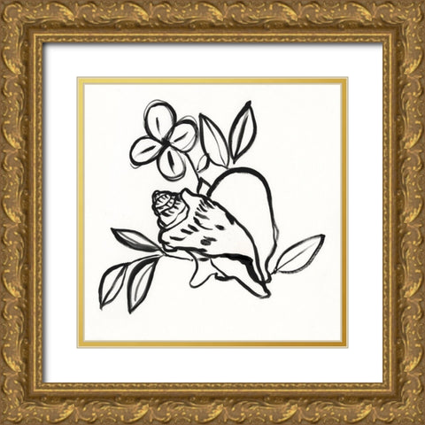 Shell Scrawl II Gold Ornate Wood Framed Art Print with Double Matting by Goldberger, Jennifer