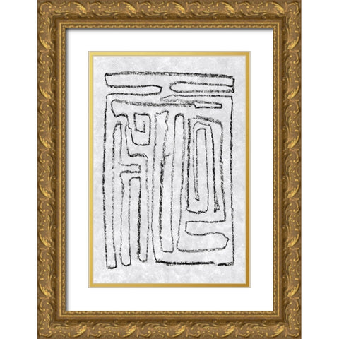 Black and White Runes I Gold Ornate Wood Framed Art Print with Double Matting by Goldberger, Jennifer