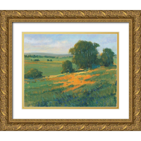 Poppy Fields II Gold Ornate Wood Framed Art Print with Double Matting by OToole, Tim