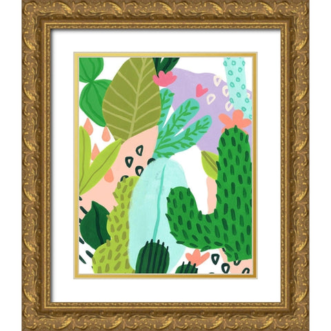 Party Plants II Gold Ornate Wood Framed Art Print with Double Matting by Vess, June Erica