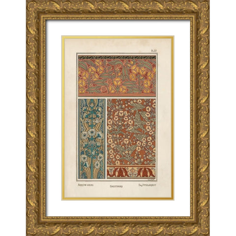 Nouveau Decorative II Gold Ornate Wood Framed Art Print with Double Matting by Vision Studio