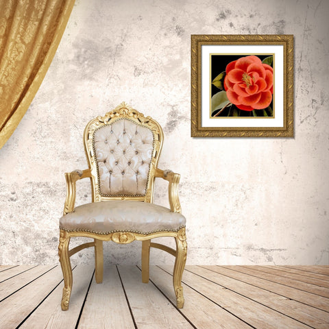 Dramatic Camellia III Gold Ornate Wood Framed Art Print with Double Matting by Vision Studio