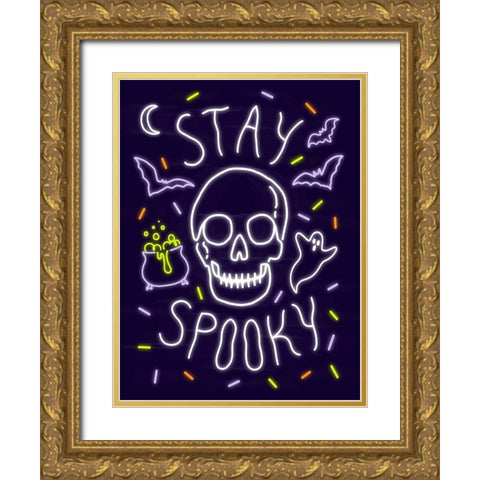 Neon Halloween II Gold Ornate Wood Framed Art Print with Double Matting by Barnes, Victoria